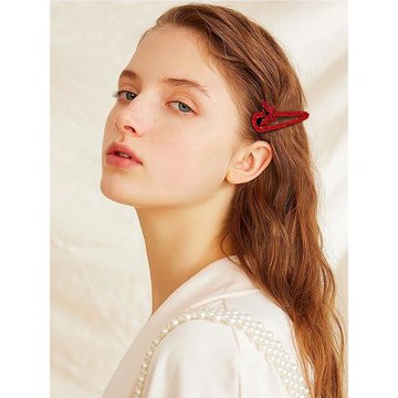 過年精致新款發飾邊夾紅色發夾高級仿鉆發卡側邊新年bb夾子頭飾品