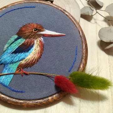 百鳥繡掛畫 - 蒼翡翠