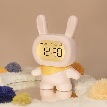 小飛兔鬧鐘USB充電可調光整點報時倒計時鐘帶小夜燈智能貪睡鬧鈴