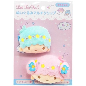 小禮堂 Sanrio 三麗鷗 雙子星 絨毛造型髮夾2入組 (天使大頭款)