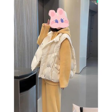 2025超好看秋冬新款棉服馬甲短款百搭簡約寬松白色棉服保暖外套女