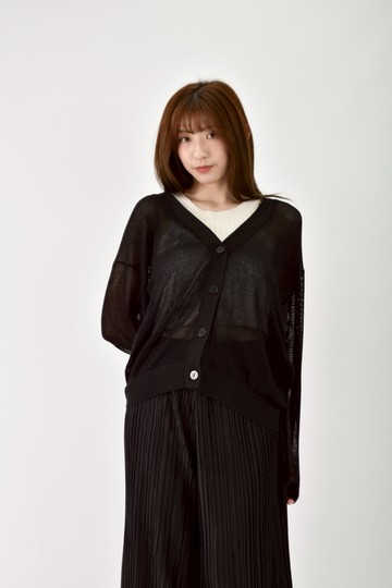 (2XL) global work質感針織洞洞黑色罩衫