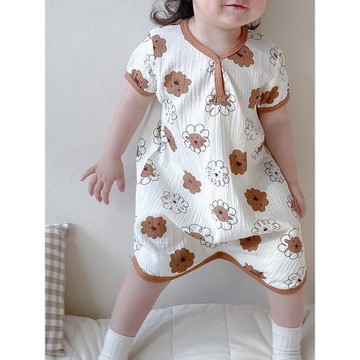 兒童睡袍寶寶睡衣夏季嬰兒紗布睡裙男童女童睡袋連體衣防踢被薄款