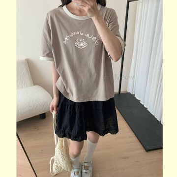 100公斤可穿/台灣㊣現貨✨/寬鬆撞色韓系百搭T/大尺碼上衣/大學T/T恤/Want Meow招財貓旺鋪