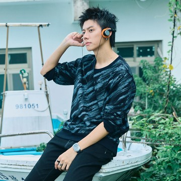 EDWIN｜男裝｜車痕滿版印花長袖T恤