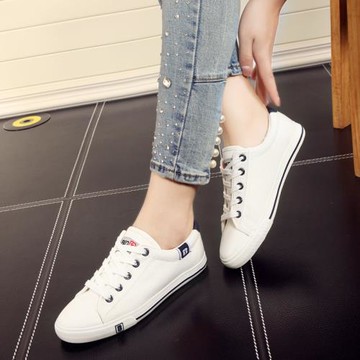 人本低幫帆布鞋夏秋大碼透氣布鞋41-43碼小白鞋平底休閑運動女鞋