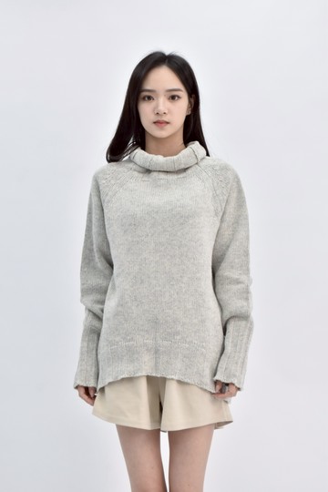 (M) stable質感羊毛高領灰色毛衣