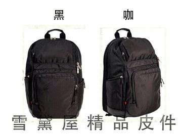 限時 滿3千賺10%點數↘ | ~雪黛屋~eeBag 後背包大容量可A4資夾14吋電腦主袋+外袋共五層超輕航空電腦超輕防水尼龍布+皮革HEB03323
