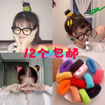 復古媽媽輩寬邊高彈力發繩百搭粗發圈彩色毛巾圈頭繩韓國網紅發飾