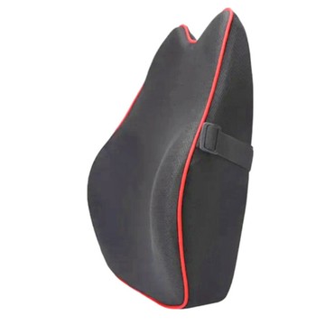 【出清品】71_車用腰靠, 黑底紅邊, 37.5 x 36.5 x 12cm, 480g, 1個
