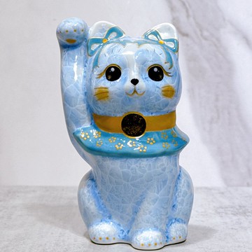 【藤華聚財】日本清水燒招財貓 | 花結晶藤体花 - 億万両