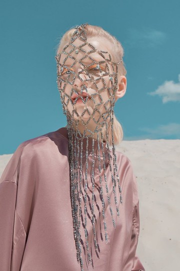 銀面膜月光，面部珠寶，節日面具