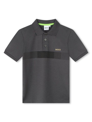 BOSS Kidswear - logo-print short-sleeve polo shirt - kids - Polyester/Cotton - 6 - Grey