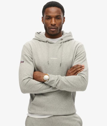 Superdry Men's Plain Hoodie Grey Size: L