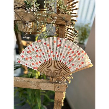 芷墨原創春日小清新泡泡布可愛淑女扇子郁金香小果子日用便攜折扇