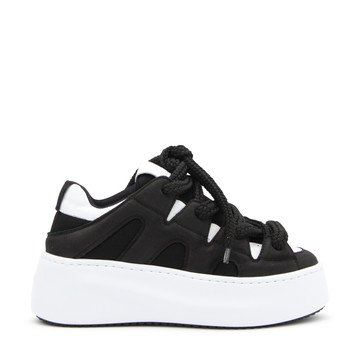 Vic Matie - Black Canvas And White Leather Sneakers