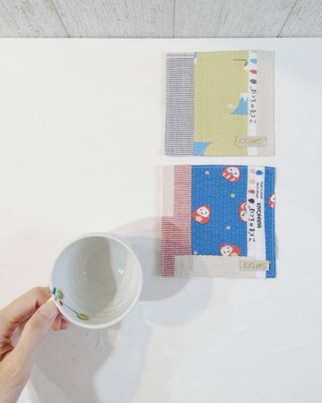 現貨!【ICT/拼接杯墊】泡泡布 富士山不倒翁 先染條紋布 不單售