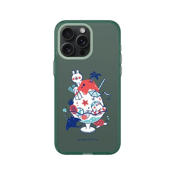 iPhone 15 Pro Max Clear 憂墨綠 - 懶散兔與啾先生 Lazy Rabbit and Mr.Chu - 海洋剉冰