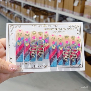 ✨Hannah✨長款日係琺瑯浮鵰金屬蛇爆款純手工穿戴甲成品純手工穿戴甲 XY7L