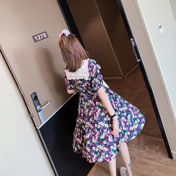 夏裝年新款裙子女ins超仙名媛顯瘦碎花連衣裙法式森系公主裙