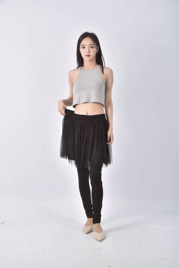 (L) pscompany紡紗黑色長褲