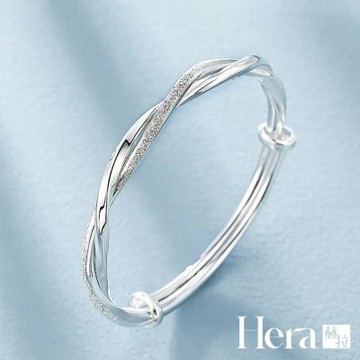 【HERA 赫拉】滿天星純銀實心莫比烏絲纏繞閃砂手鐲 H115051404(滿天星 純銀 實心 莫比烏絲 纏繞 閃砂 手鐲