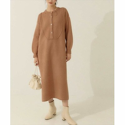 アウリィ バンドカラーロングニットワンピース レディース ベージュ Onesize Auli 通販 Lineポイント最大1 0 Get Lineショッピング