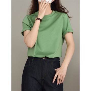 主推 這組顏色絕了 蘭精莫代爾蠶絲棉 圓領短袖百搭顯瘦女T恤
