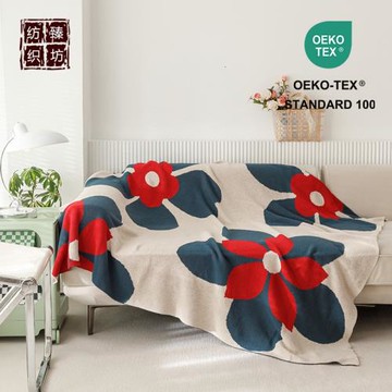 全棉輕薄花朵毛線針織蓋毯 辦公午休毯沙發巾家居軟裝配飾