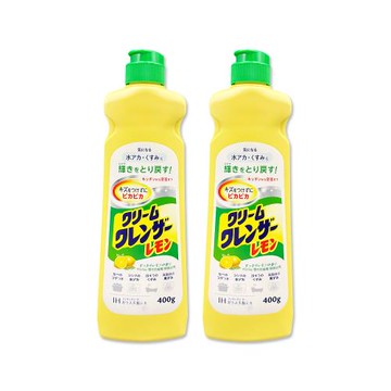 (2瓶超值組)日本第一石鹼-廚房浴室研磨亮澤消臭去污萬用清潔劑400g/瓶-檸檬香(黃)(多材質油漬去污,鍋爐餐具焦垢拋光膏,浴缸洗手台洗淨水垢髒污)