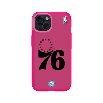 iPhone 15 Clear 粉漾桃 - NBA - B&W-費城76人 Philadelphia 76ers B&W