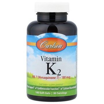 Carlson, 維生素 K2，180 微克，180 粒軟膠囊（每粒軟膠囊 90 微克）