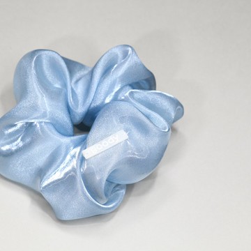 【客製化刺繡】goody冰藍珠光緞面髮圈