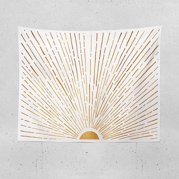 金色陽光 抽象線條簡約文藝ins掛布 宿舍臥室 壁掛裝飾布背景布