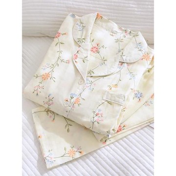 睡衣女純棉紗布雙層春秋季2026年新款小碎花夏薄款全棉長袖家居服