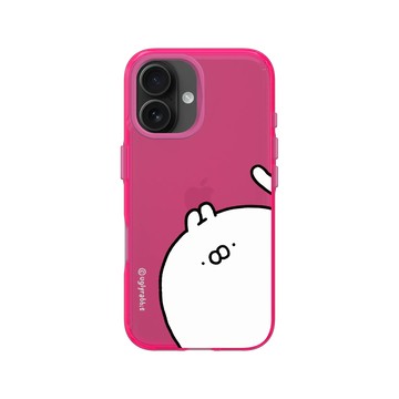 iPhone 16 Clear 粉漾桃 - Ugly Rabbit 醜白兔 - 大臉經典款