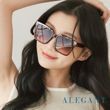 ALEGANT馬鞍棕小個性線條感方框墨鏡│UV400太陽眼鏡│晨光悸動