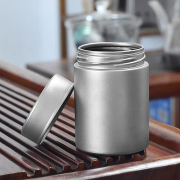 純鈦單層茶葉罐容量260ML旅行便攜家用戶外泡茶密封儲茶罐螺旋罐