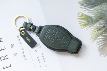 BENZ賓士汽車植鞣皮燙金鑰匙套/三鍵/C系列