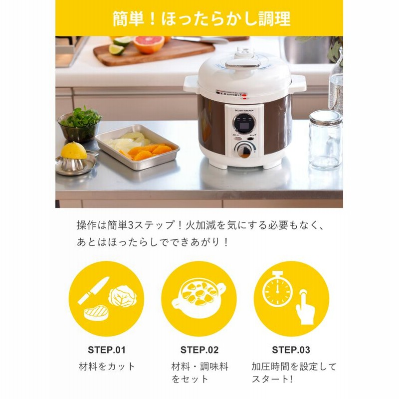 週末セール】 デリッシュキッチン 電気圧力鍋 スピードクック 2.0L