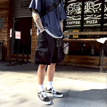 【AMERO】男款 女款 古著 抗撕裂 工裝短褲 鬆緊褲頭