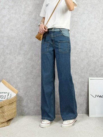 個性拼接顯瘦牛仔寬褲｜一穿就有比例的日常牛仔款 搶手貨