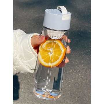 簡約水杯女生高顏值夏季手提便攜帶刻度茶隔泡茶學生運動塑料杯子