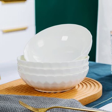 骨瓷裝菜盤子家用深盤加深湯盤陶瓷飯盤個性菜盤純色創意餐盤圓形