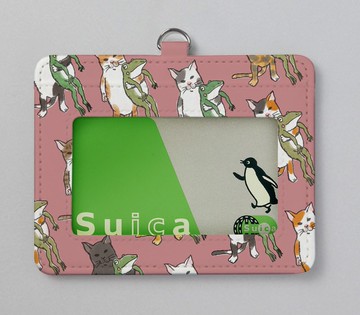 Cat and Blue Frog Pass Case 灰粉紅