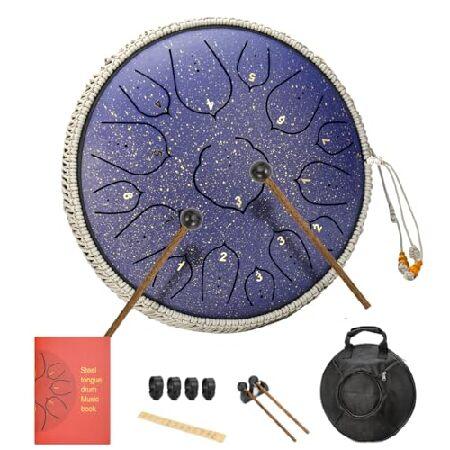 BURNING＆LIN Steel Tongue Drum Tongue Drum 15 Notes 14 Inches Handpan Drum Percussion for Meditation Yoga Musical Education for Adult＆ Kids(Lotus Pur