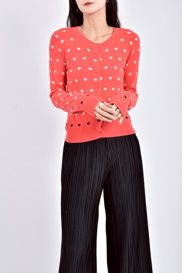 (S) mango質感針織愛心滿版紅色外套