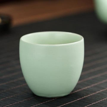 汝窯功夫茶杯可養開片主人杯陶瓷杯家用大號茶杯天青水杯純色單杯