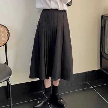 半身裙女2025年春秋季新款中裙西裝面料a字顯瘦遮胯長款百褶裙子