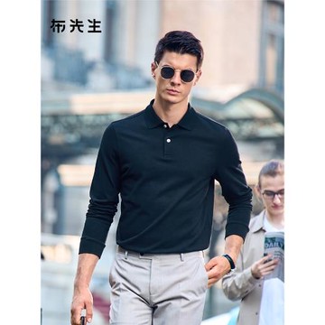 【佟大為同款】MrBu布先生純色長袖Polo衫扁機領透氣親膚t恤男款